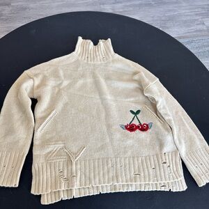 Zadig & Voltaire Bleeza Sweater - Ivory with Cherry Detail